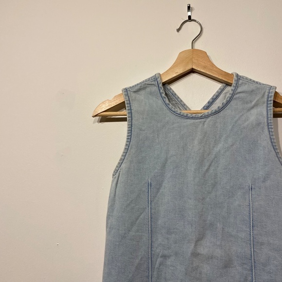 MARIOS Made in Italy Light Wash Denim Open Back Top - Picture 3 of 4